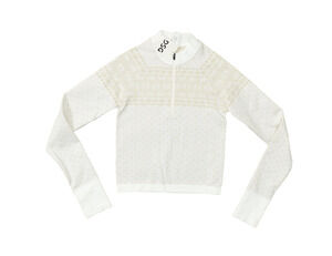 DSG Women's Momentum Seamless 1/4 Zip Fair Isle Top White Beige Size XS NEW